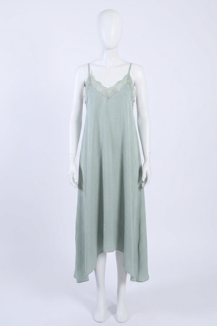 NEW MOLLY BRACKEN v-neck lace slip dress in green